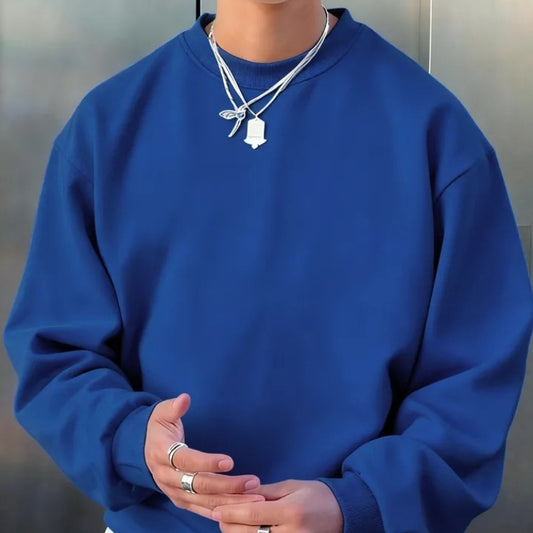 Mens Long-sleeve Wool Pullover Casual Sweatshirt