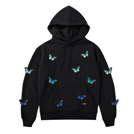 Gradient Butterfly Embroidered Hoodie For Men And Women