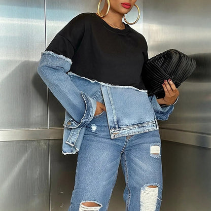 Womens Casual Fashionable Color-blocked Minimalist Top