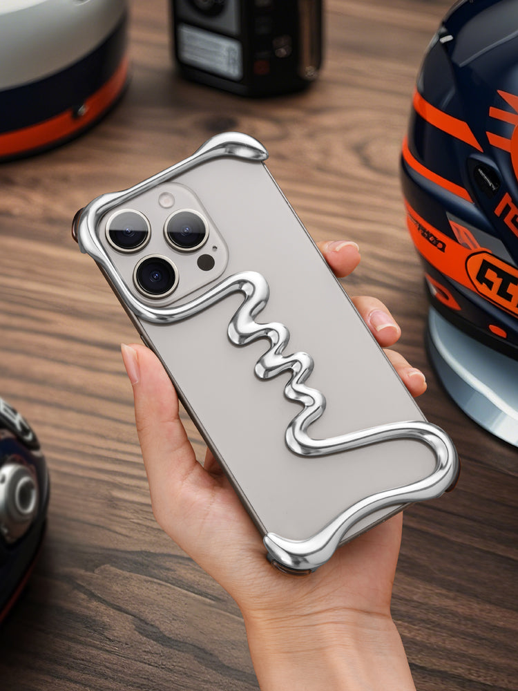 Alien Metal Frameless Skeleton Half-Cover Phone Case, Hollow Ultra-Thin Design with Heat Dissipation and Anti-Drop Protection