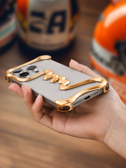 Alien Metal Frameless Skeleton Half-Cover Phone Case, Hollow Ultra-Thin Design with Heat Dissipation and Anti-Drop Protection
