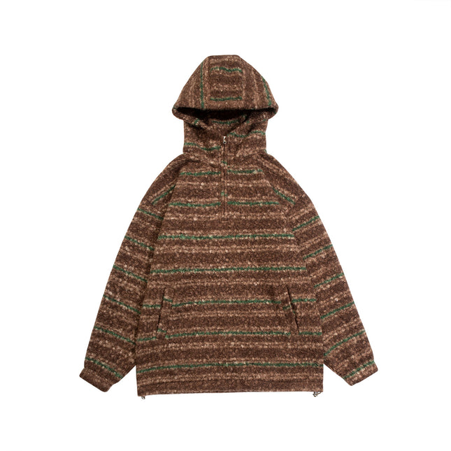 Men's Gradient Woolen Sweater Hooded Vintage Coat