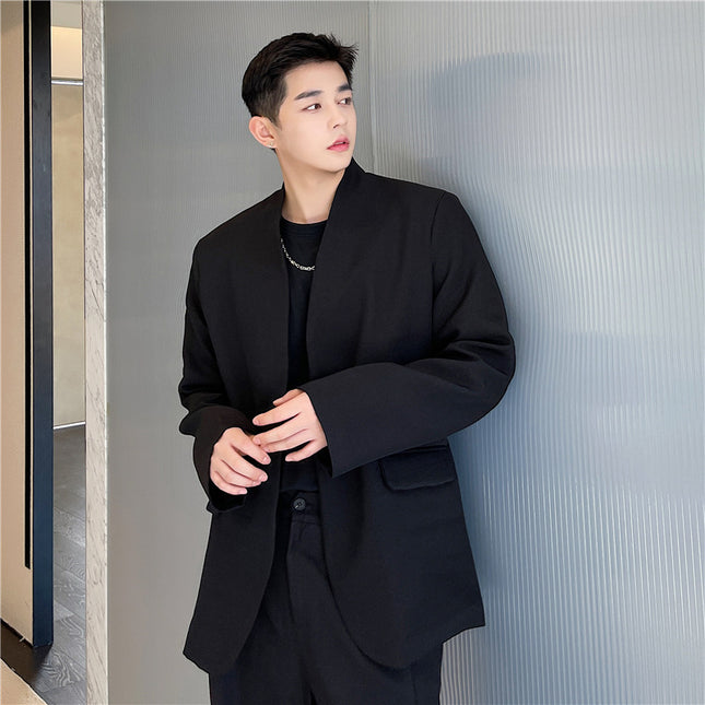 One Button V Neck Casual Suit For Men