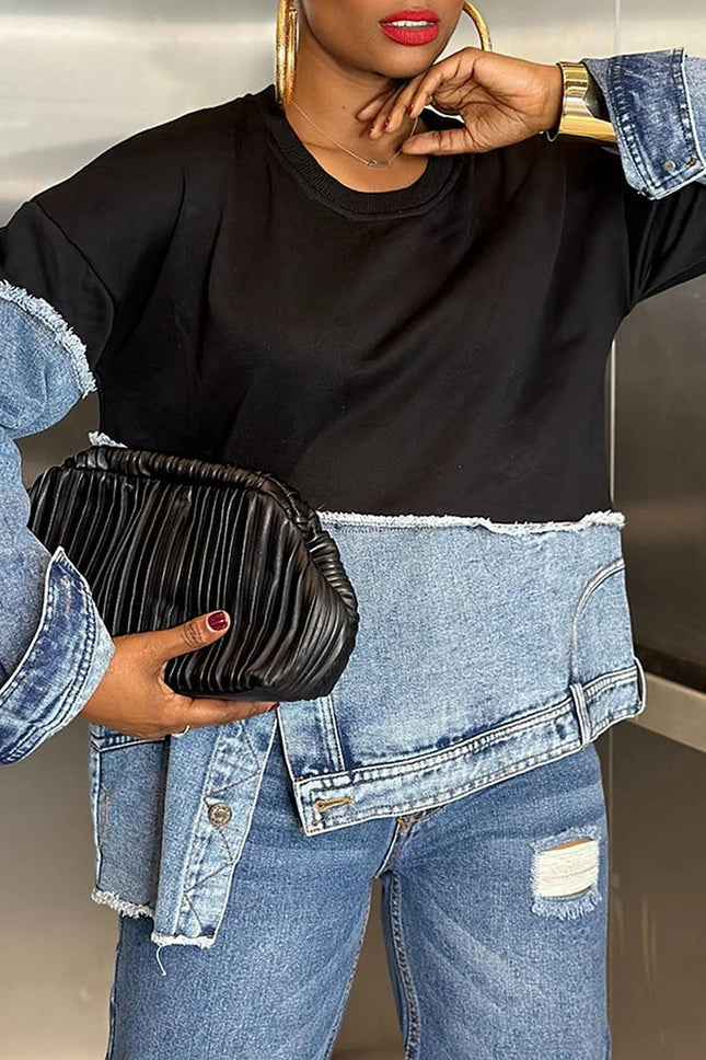 Womens Casual Fashionable Color-blocked Minimalist Top