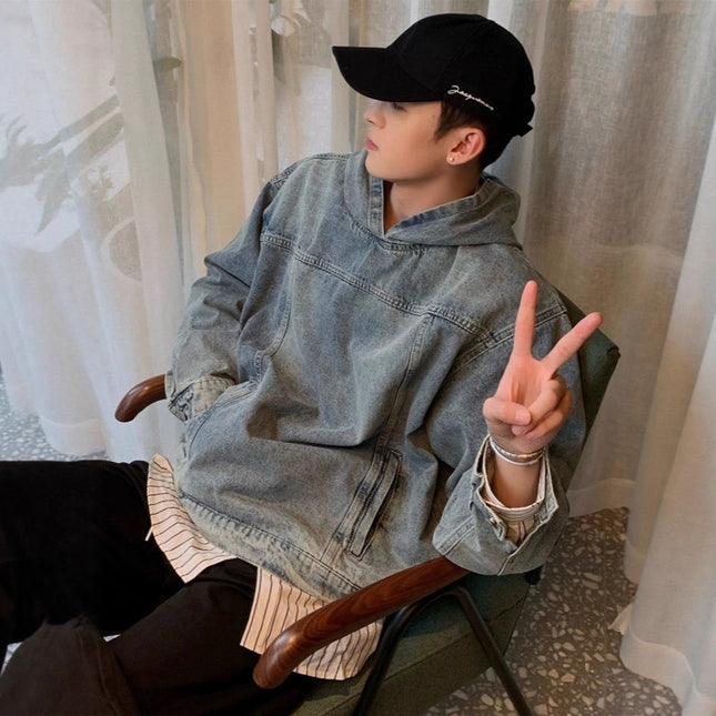 American-style Vintage Hooded Denim Jacket
