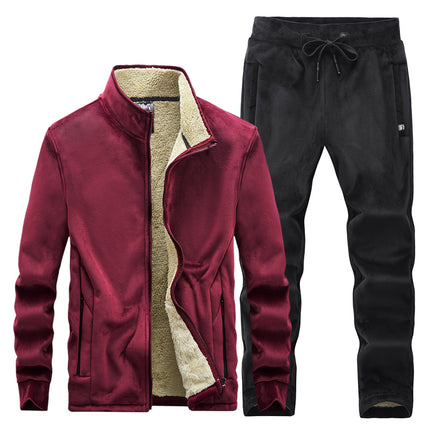 Middle-aged And Elderly Men's Fleece Thick Sports Suit