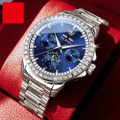 Multi-functional Men's Diamond-embedded Automatic Mechanical Watch
