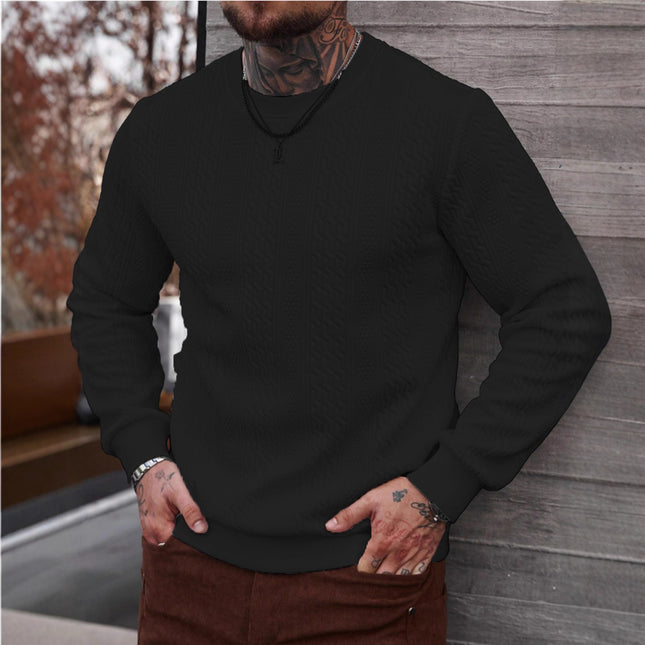 Loose-fitting Mens Casual Top With A Crew Neck And Jacquard Weave