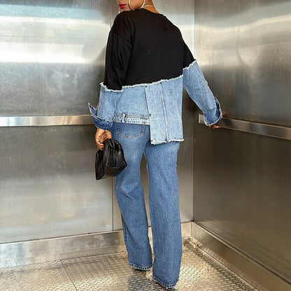 Womens Casual Fashionable Color-blocked Minimalist Top