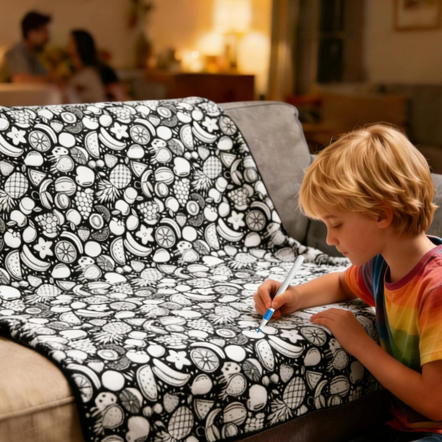 DIY Coloring Blanket, Cozy Meets Creative | 24 Washable Markers