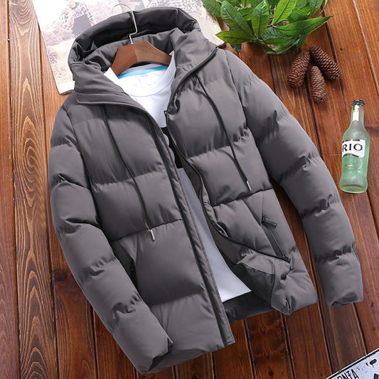 Winter Men's Solid Color Hooded Padded Coat