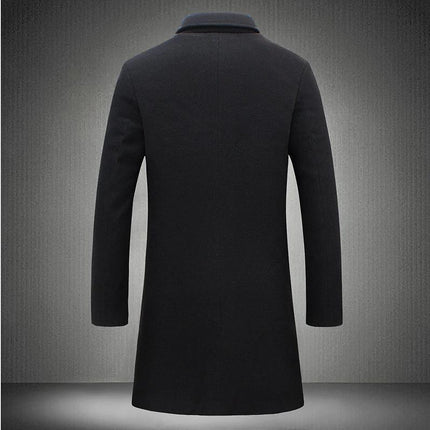 Men's Mid-length Trench Coat Fall Winter Slim Pockets Single-breasted Collar Jacket  Casual Business Comfortable Overcoat Clothing