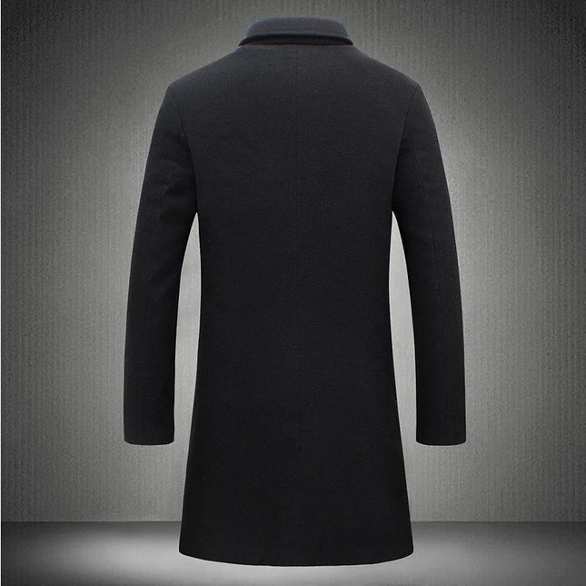 Men's Mid-length Trench Coat Fall Winter Slim Pockets Single-breasted Collar Jacket  Casual Business Comfortable Overcoat Clothing
