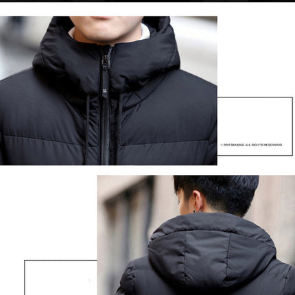Winter Men's Solid Color Hooded Padded Coat