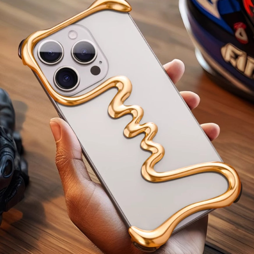 Alien Metal Frameless Skeleton Half-Cover Phone Case, Hollow Ultra-Thin Design with Heat Dissipation and Anti-Drop Protection