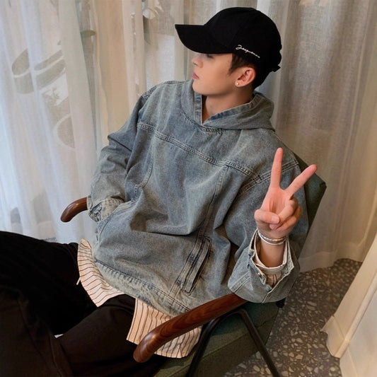 American-style Vintage Hooded Denim Jacket