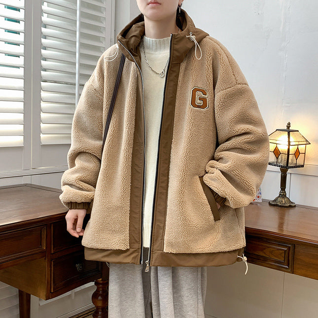 Men's Lamb Wool Student Versatile Couple Even Thickened Padded Polar Fleece Cotton-padded Coat