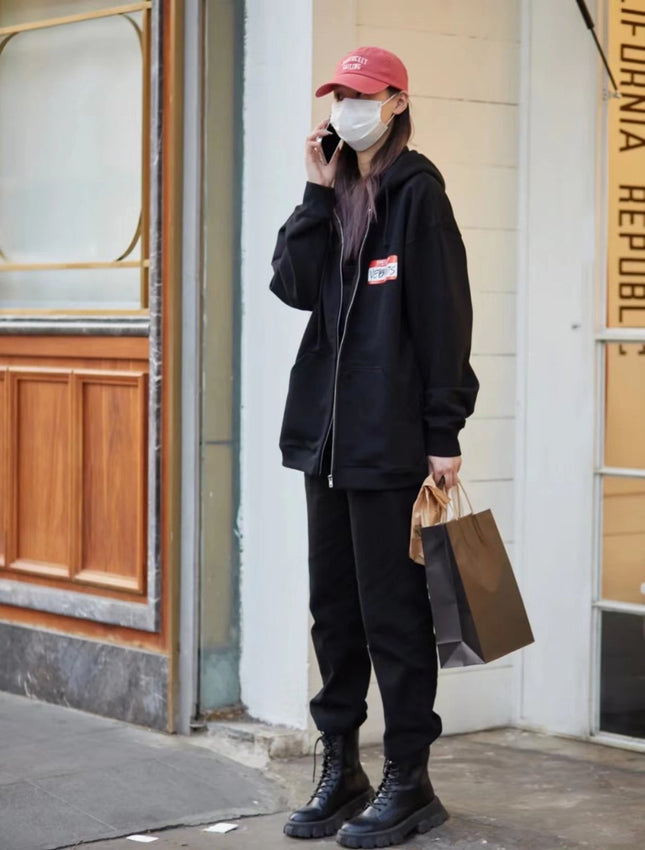 Distressed Zipper Hooded Cardigan Coat