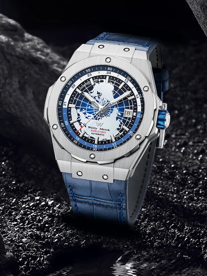 WM Watch World Time Series Men Watches reloj hombre Business Automatic Mechanical Welly Merck Wrist Watch For Man 124M-WM