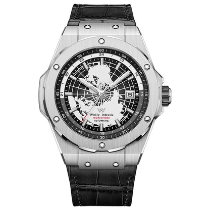 WM Watch World Time Series Men Watches reloj hombre Business Automatic Mechanical Welly Merck Wrist Watch For Man 124M-WM