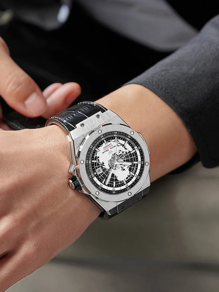WM Watch World Time Series Men Watches reloj hombre Business Automatic Mechanical Welly Merck Wrist Watch For Man 124M-WM