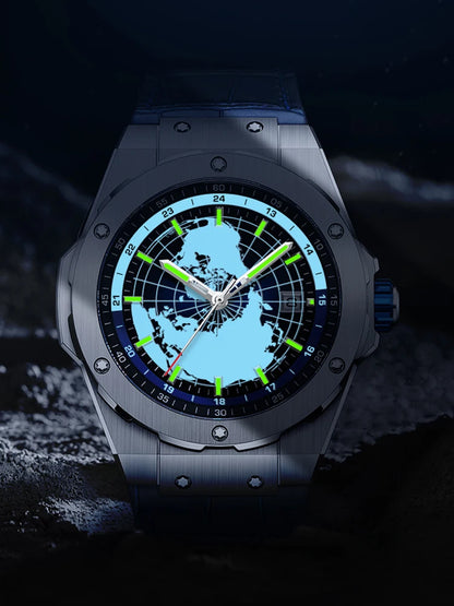 WM Watch World Time Series Men Watches reloj hombre Business Automatic Mechanical Welly Merck Wrist Watch For Man 124M-WM