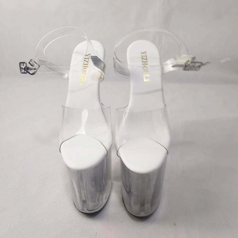 8 inch, full transparent crystal 20 cm high heel pole dancing shoes/show/star/model wedding shoes, stage sandals