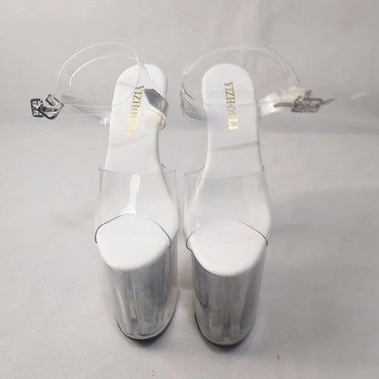 8 inch, full transparent crystal 20 cm high heel pole dancing shoes/show/star/model wedding shoes, stage sandals