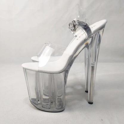 8 inch, full transparent crystal 20 cm high heel pole dancing shoes/show/star/model wedding shoes, stage sandals