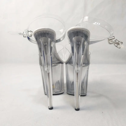 8 inch, full transparent crystal 20 cm high heel pole dancing shoes/show/star/model wedding shoes, stage sandals