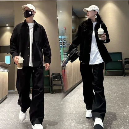 New Casual Loose Solid Color Retro All-match Suit Breathable Comfortable Trendy Men's Clothing