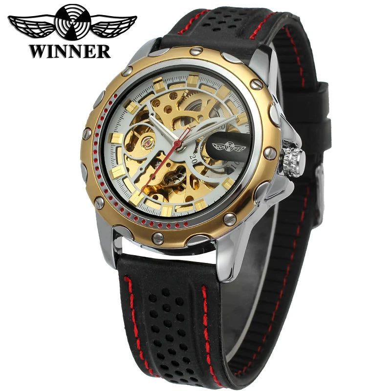 High End Luxury Transparent Skeleton Mechanical Automatic Wrist Watches for Men Fashion Classics Waterproof Silicone Male Clock