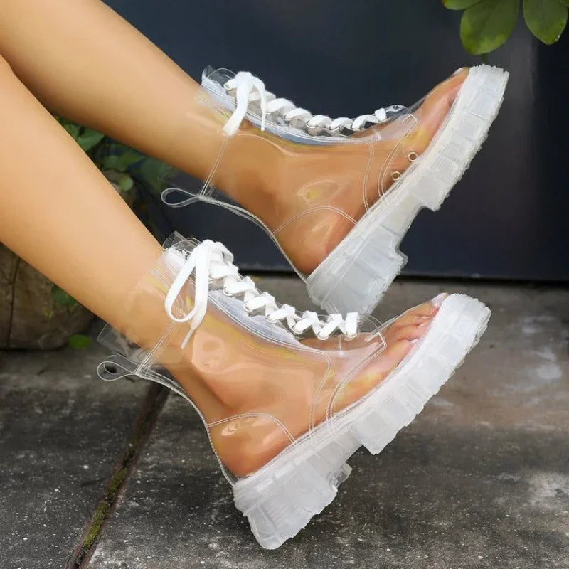 New Winter Transparent Fashionable Short Boots, Sexy Non-slip, Wear-resistant and Comfortable Women's Shoes Zapatos Mujer