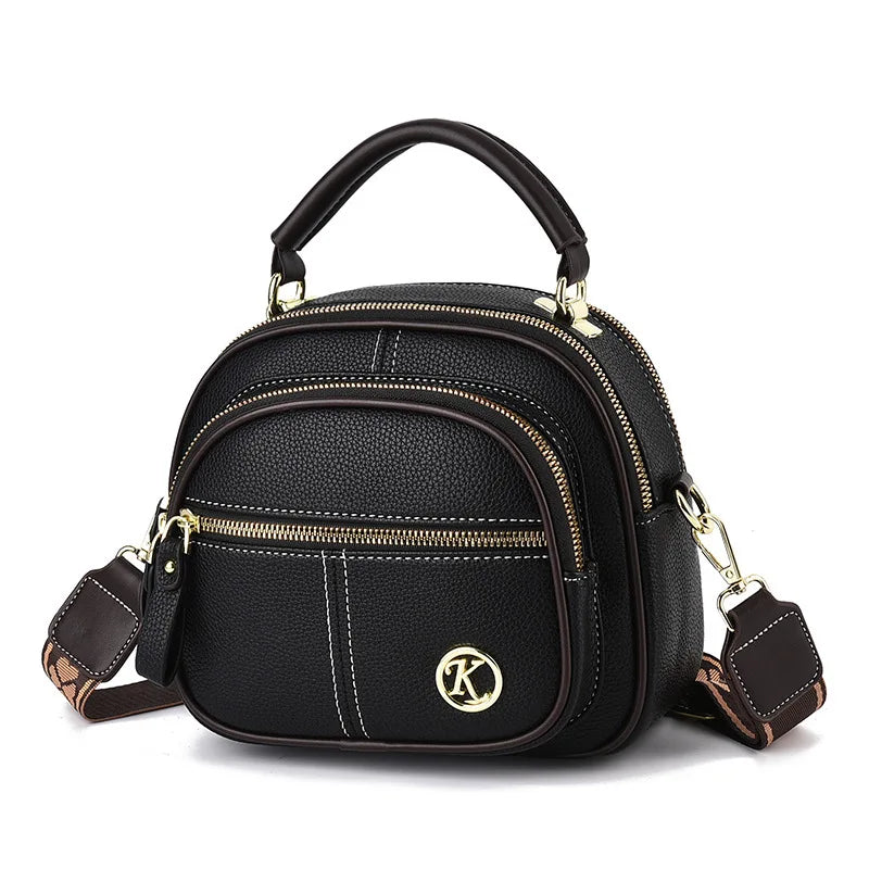 2024 New Fashion Large Capacity Single Shoulder Small Handbag Multi Pocket Ladies Crossbody round Bag Soft PU Leather Handbag