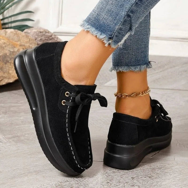 2024 FASHION BREATHABLE CASUAL FLAT SHOES WOMEN LADIES LIGHT SWING PLATFORM GIRLS SHOES WOMEN SLIMMING CASUAL WOMEN FLATS SHOES