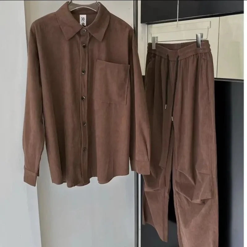 New Casual Loose Solid Color Retro All-match Suit Breathable Comfortable Trendy Men's Clothing