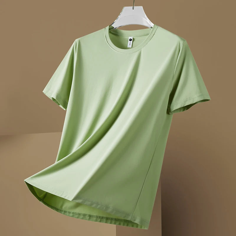 Loose round Neck  Color T-Shirt for Men Comfortable Breathable Summer Youth Fashion Basic Style Regular Sleeve Length