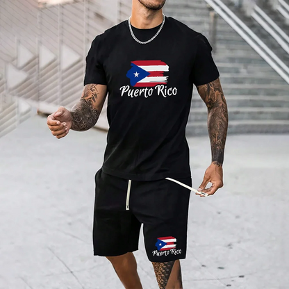 North American Trendy Men S Casual Oversized Set With Printed Patterns Lightweight And Breathable Also Suitable For Sports