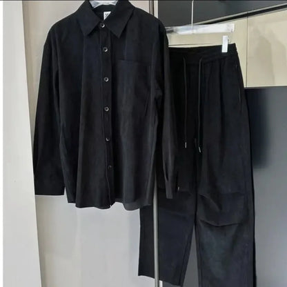 New Casual Loose Solid Color Retro All-match Suit Breathable Comfortable Trendy Men's Clothing
