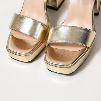 Luxury Women's Sandals Summer Shoes 2025 Ankle Straps Gold Silver High Heels Close Toe Party Shoes Female Designer Big Size 45
