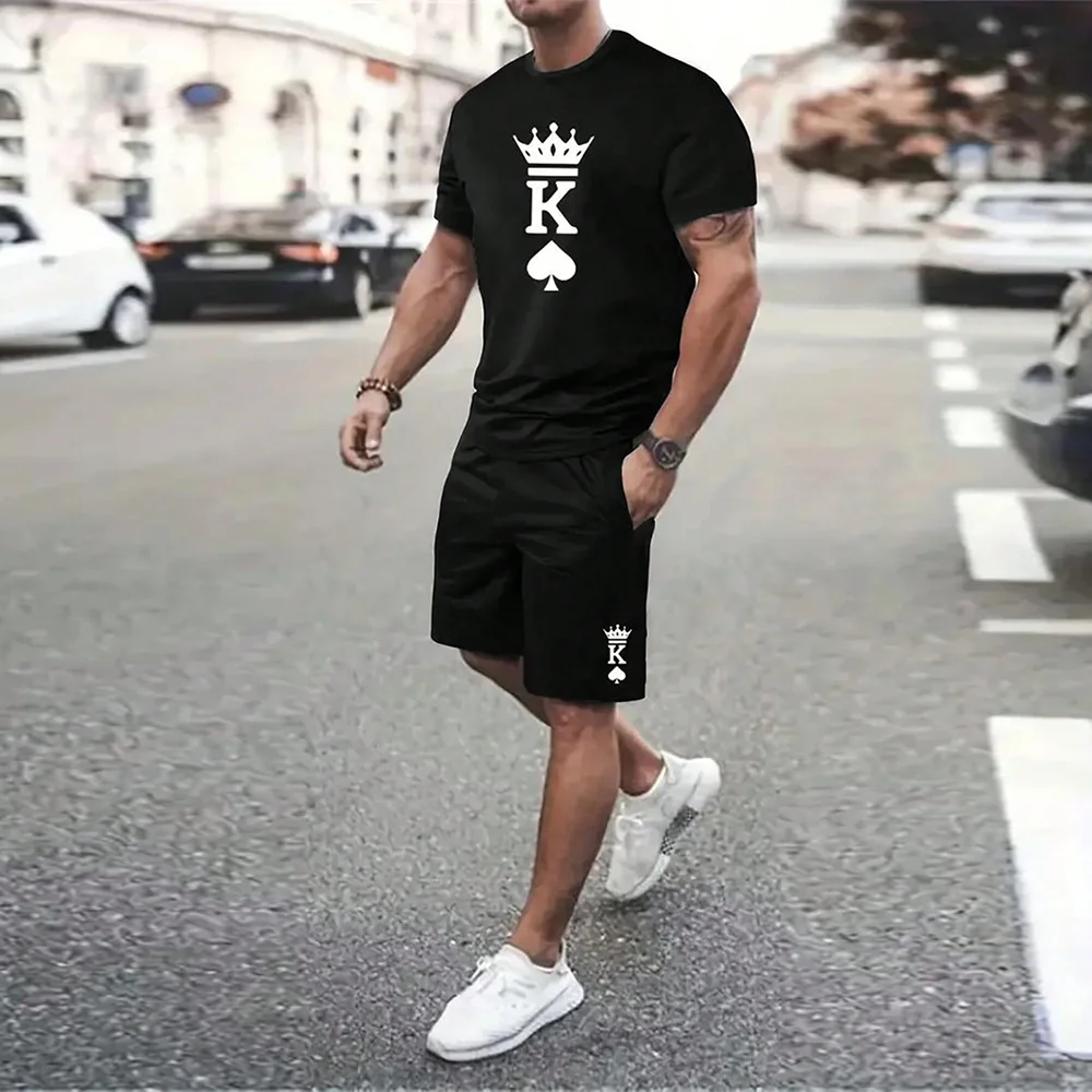 North American Trendy Men S Casual Oversized Set With Printed Patterns Lightweight And Breathable Also Suitable For Sports