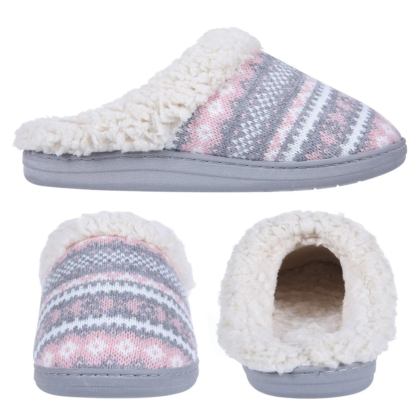 Comwarm Fur House Slippers For Women Unisex Thick Plush Winter Slippers With Fleece Lined Indoor Couple Furry Cotton Shoes Flats