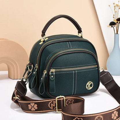 2024 New Fashion Large Capacity Single Shoulder Small Handbag Multi Pocket Ladies Crossbody round Bag Soft PU Leather Handbag