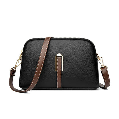 Ladies' new trendy crossbody bag shoulder bag square leather solid color bag fashionable and versatile phone bag buckle