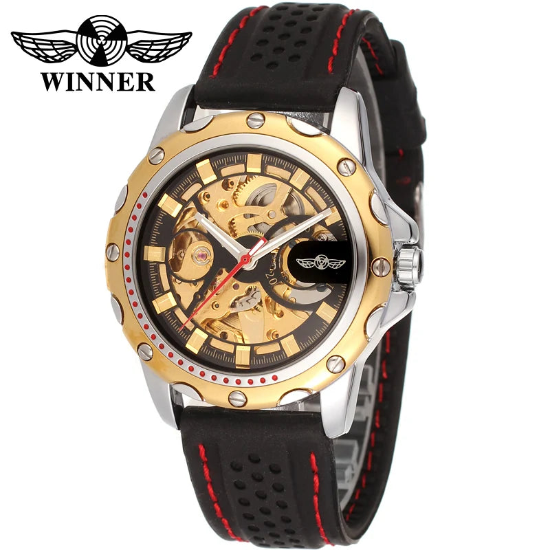 High End Luxury Transparent Skeleton Mechanical Automatic Wrist Watches for Men Fashion Classics Waterproof Silicone Male Clock