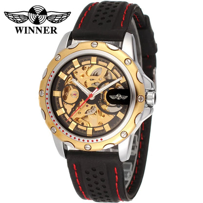 High End Luxury Transparent Skeleton Mechanical Automatic Wrist Watches for Men Fashion Classics Waterproof Silicone Male Clock