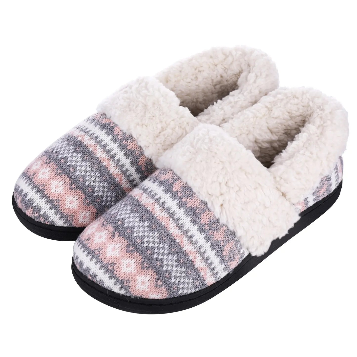 Comwarm Fur House Slippers For Women Unisex Thick Plush Winter Slippers With Fleece Lined Indoor Couple Furry Cotton Shoes Flats
