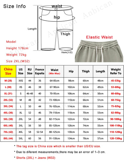 Summer Men's Sport Shorts Knee-Length Straight Loose Short Pants Streetwear Drawstring Knitted Sweat Casual Shorts Big Size 8XL