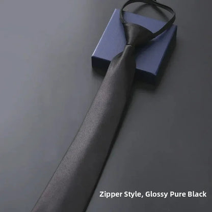 Elegant Men's Business Dress Shirt Tie Zipper Neck Grooming Essential Fashionable Accessory for Professional Settings