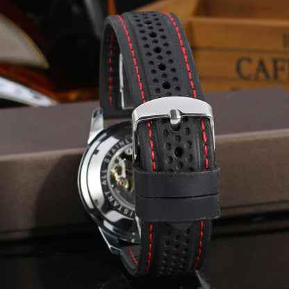High End Luxury Transparent Skeleton Mechanical Automatic Wrist Watches for Men Fashion Classics Waterproof Silicone Male Clock